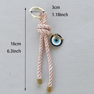 Porte-clés de luxe Y2K en corde de nylon avec pendentif croix et œil porte-bonheur, bijou, souvenirs turcs, cadeaux, décoration pour portefeuille et clés de voiture - Product Image 3