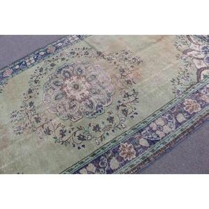 Alfombra de 6.4x10.6 pies, Alfombra Turca Vintage, Alfombra de Lana con Estampado Animal Azul Verde - Product Image 5