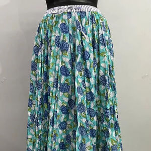 Vestido Maxi bohemio de verano de algodón 100% con estampado de bloques hecho a mano para mujer, cubierta de playa informal larga y ropa de fiesta con servicio OEM - Product Image 1