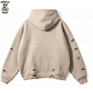 Vêtements en gros pour hommes : sweats à capuche déchirés confortables en polaire pour hommes, style décontracté urbain, activités de plein air et usage quotidien - Product Image 2