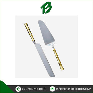Juego de servicio de pastel con mango de diseño de bambú de latón para restaurantes y hoteles disponible a precio de mercado razonable - Product Image 2