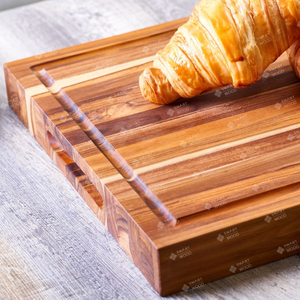 Planche à découper en bois massif de teck pleine longueur bord épais bloc à découper cuisine OEM couleur naturelle - Product Image 4