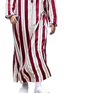 2023 musulman homme vêtements islamique thobe traditionnel khamis arabe islamique vêtements thobe hommes abaya à capuche doublure rouge et blanc - Product Image 5
