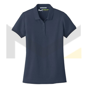 เสื้อโปโลแขนสั้นสีน้ำเงินกรมท่าสำหรับผู้หญิง ผ้าโพลีเอสเตอร์ 100% ระบายอากาศได้ดี สวมใส่สบาย ปกคอปก ทรงปกติ - Product Image 1