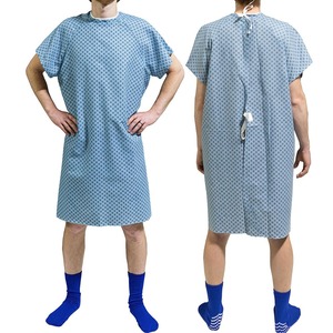 Bata de paciente de hospital de algodón polivinílico unisex de alta calidad Material suave personalizado - Product Image 6