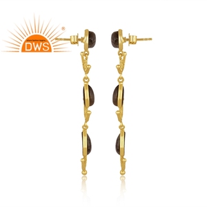 ต่างหูอัญมณีลาบราดอไรต์ธรรมชาติชุบทอง18K ผลิตตามสั่ง - Product Image 4