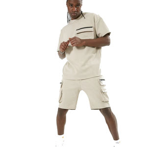 T-shirt avec short ensembles courts de gymnastique pour hommes t-shirt et ensemble court logo personnalisé vêtements de sport pour hommes ensembles d'été respirants - Product Image 1