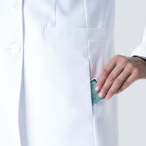 Bata Larga Blanca para Médico o Enfermera, Uniforme de Laboratorio, Diseño Ajustado, Ropa de Trabajo Limpia, Clásica, de Poliéster/Algodón, para Uso Hospitalario - Product Image 6