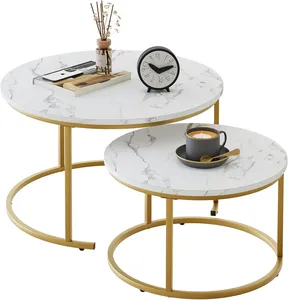 Marble Luxury Metal Outdoor Glass <b>TV</b> Stand and Set of 3 Modern Coffee <b>Table</b> for Living Room Home Furniture - Product Image 5