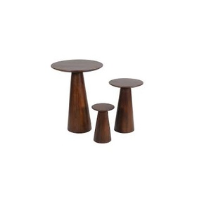 Mesa de centro redonda de moda, patas de hierro con mesa de nido superior de madera para sala de estar, muebles de Metal hechos a mano, mesa en Base - Product Image 2