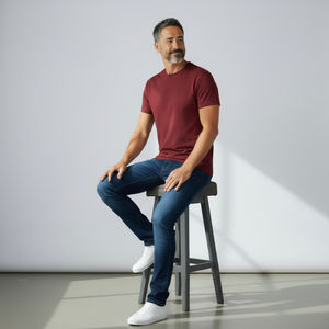 T-shirt pour homme à col rond, coupe classique, manches courtes, uni, tissu 100% coton, respirant, tissu jersey personnalisable - Product Image 2