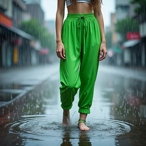 Ropa de calle de talla grande, pantalones impermeables para lluvia, pantalones cortavientos de nailon 100% para mujer, pantalones cortavientos para exteriores para mujer - Product Image 1