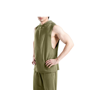 Men's Muscle Fit <b>Sleeveless</b> <b>Hoodie</b> Tank Top Gym Training Shirt Fitness Workout Apparel Custom Logo Wholesale - Product Image 2