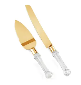 Nhà Bếp Công Cụ Nấu Ăn Brass Bánh Máy Chủ Knife Set Với Acrylic Xử Lý Cho Baking Kỷ Niệm Đám Cưới Sử Dụng Tại Bán Chạy Nhất