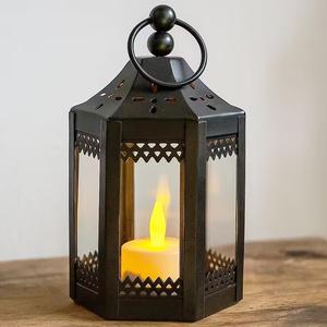 Matte Black Metal <b>Hanging</b> <b>Lantern</b> with Stand Decorative Cutwork Tea Light Holder Elegant Indoor <b>Outdoor</b> Home Decor - Product Image 5