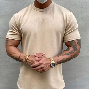 Camisetas de hombre de alta calidad ajustadas cómodas de secado rápido de manga corta informales con logotipo personalizado de colores mezclados para hombre - Product Image 3