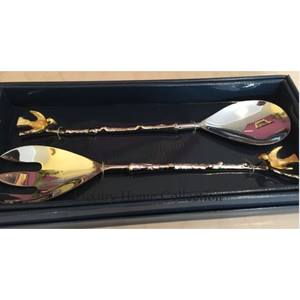 Utensilios de cocina de color dorado, juego de cubiertos de mesa y mango de forma redonda pulido brillante plateado, suministros de cubiertos de acero inoxidable - Product Image 6