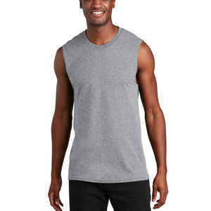 2025 venta al por mayor última alta calidad Color liso logotipo personalizado tela Spandex algodón hombres cuello redondo Camiseta sin mangas para hombres - Product Image 4