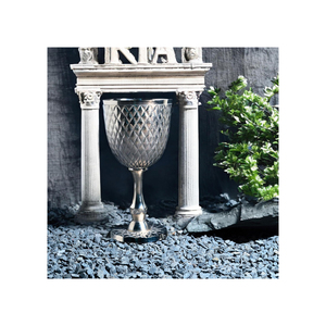 Handcrafted Brass <b>Goblet</b> Silver Finish | Textured Chalice Cup Vintage Style Table Decor | Premium Metal Serveware Gift Item - Product Image 2