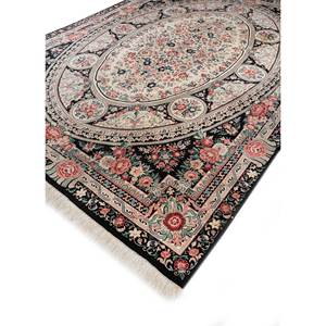 Tapis en laine noué à la main Aalam gris et noir Pae-5401, motif rectangulaire en médaillon, pour la décoration de la maison et du salon - Product Image 2