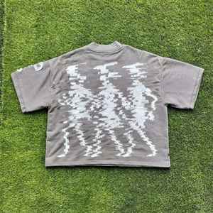 Venta al por mayor de lujo personalizado de gran tamaño lavado ácido 100% algodón camiseta para hombres patrón sólido gran gráfico serigrafiado Vintage - Product Image 1