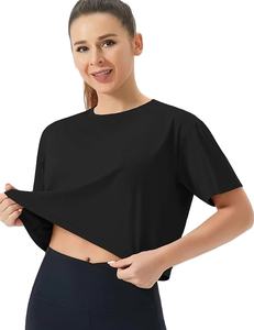 เสื้อคอกลมสำหรับสตรีผ้าฝ้าย100% สำหรับผู้หญิงเสื้อยืดคอกลมแบบเรียบ - Product Image 2