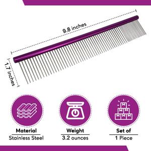 หวีสำหรับสัตว์เลี้ยงหวีแต่งขนสัตว์อย่างสะดวกสบายขนาด10นิ้วมีฟันสแตนเลสกลมแตกต่างกันจับง่าย - Product Image 5