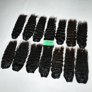 Extensiones de cabello humano virgen sin procesar de la mejor calidad, extensiones de cabello con cutícula alineada, color negro rizado profundo - Product Image 3