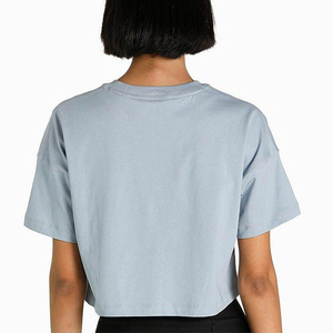 Camiseta de mujer con estampado 3D personalizado de algodón orgánico de alta calidad, Camiseta holgada de punto largo con letras de verano para mujer - Product Image 4