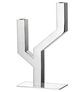 Candelabro de metal plateado arqueado de 3 brazos, candelabro de lujo, centro de mesa para bodas, decoración de mesa para el hogar, minimalista, pulido, regalo para festivales - Product Image 6