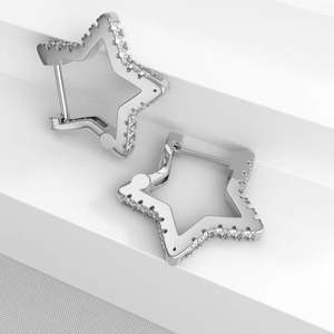 Pendientes de Aro con Moissanita Estrella de 0.36 Ct, D/VVS1, Joyería Elegante y Luminosa - Product Image 4