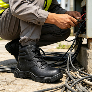 <span class=keywords><strong>Calzado</strong></span> <span class=keywords><strong>de</strong></span> Seguridad con Aislamiento SOLID STONE 6KV, Cuero Negro, Impermeable, Antideslizante, con Puntera <span class=keywords><strong>de</strong></span> Acero, para Electricistas e Industria Eléctrica - Product Image 1
