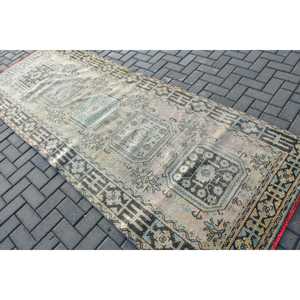 Alfombra Turca Vintage de Lana Azul, 4x10.4 pies - Product Image 4