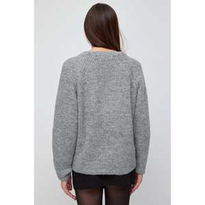 Women's <b>Oversized</b> V-Neck <b>Cardigan</b> Casual Stylish Breathable and Warm Knitwear Sweater with Hollow Out Decoration for Winter - Product Image 5