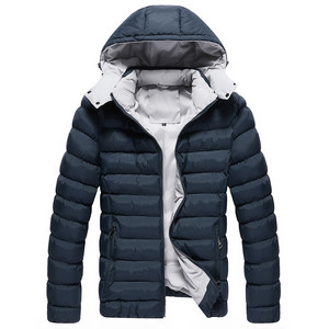 Chaqueta de Invierno Acolchada de Talla Grande para Hombre, con Cuello Alto y Logotipo Frontal, Color Sólido con Capucha - Gran Venta - Product Image 2