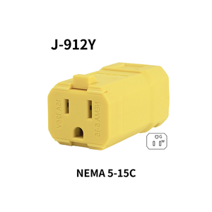 ขั้วต่อฮับเบลล์ รุ่น J-912Y มาตรฐาน NEMA 5-15 15A 125V ป้องกันระดับ IP20 มาตรฐาน UL498 แบบ 2P/3W  วัสดุไนลอนและทองเหลือง สำหรับงานอุตสาหกรรม - Product Image 1