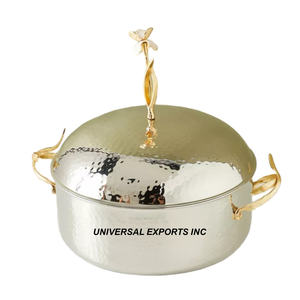 Marmite en métal à double paroi Qualité supérieure Casserole faite à la main Réchauffeur de nourriture classique élégant en métal fantaisie - Product Image 6