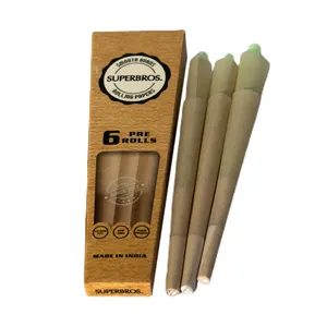 Superbros 6 Pre Rolls Pack of Hemp Rolling Paper King Size Factory Price Wholesale Distributor Natural Unrefined Rolling Papers