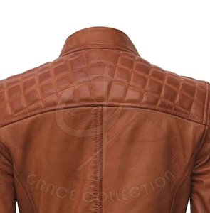 Chaqueta informal de cuello redondo de piel de oveja con cremallera Color personalizado Hecho por Grace Collection Procesamiento de punto - Product Image 5