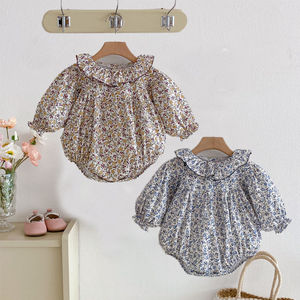 Mono de Manga Larga con Volantes y Estampado Floral para Bebés Niñas, Ropa de Moda para Bebés - Product Image 1