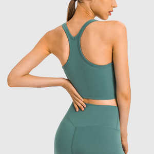 Quick Dry Women's Racerback Yoga Top with <b>Padded</b> Bra Multi-Color Athletic Sports Exercise Fitness Workout <b>Running</b> Top for Adults - Product Image 4