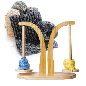 Soporte para hilo de ganchillo, dispensador de hilo de madera portátil de moda Beige para tejer y herramientas de nociones de ganchillo - Product Image 1