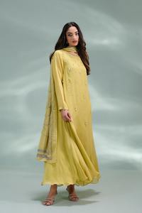 Softb 100% coton costume de pelouse décontracté avec motif solide argent brodé motifs dentelle détaillant pour les déjeuners formels d'été ou Eid - Product Image 2