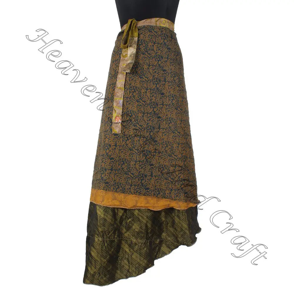 Satın Pareo Sarong Pareo çeşitli 50 adet kadın giyim Vintage ipek Sari uzun uzunluk bele sarılan etek 2 katmanlı geri dönüşümlü saree
