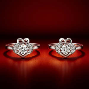 Anillos de Plata para los Dedos de los Pies Zarkan Heart for Heart, de Latón Chapado en Oro con Diamante, para Regalo - Product Image 1