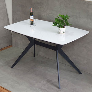 Modern Style 130x80cm Rectangular <b>Dining</b> <b>Table</b> with Tiled Top and Rounded Iron Legs Stable and Assembled BA68185 - Product Image 4