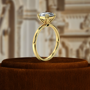 Bague de fiançailles en or 14 carats massif certifiée IGI avec diamant taille Asscher de 1 carat, bague de fiançailles solitaire à 12 griffes avec diamant de laboratoire - Product Image 3