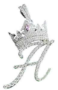 925 Sterling Silver PendantCrown Custom <b>Name</b> Moissanite Pendant Round Real Moissanite Pendant - Product Image 4