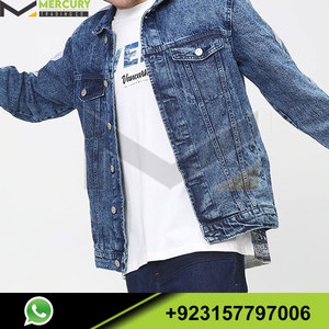 Chaqueta vaquera lisa de manga larga de algodón para hombre, nuevo diseño - Product Image 6