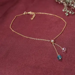 Pulsera de Cadena Ajustable Geométrica de Titanio con Piedras Preciosas - Estilo Vintage y Religioso - Joyería para Mujer - Product Image 1